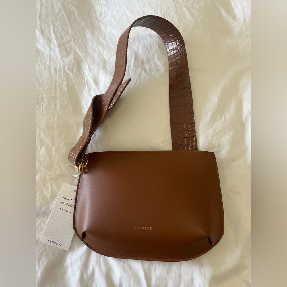 Senreve Tan and Brown Clutch with Sleek Design